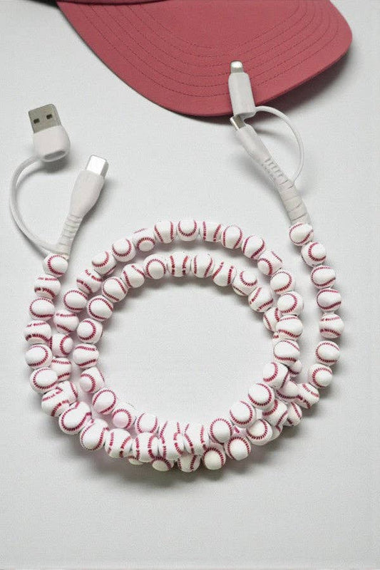 Nash Grey Baseball Beaded Charging Cord
