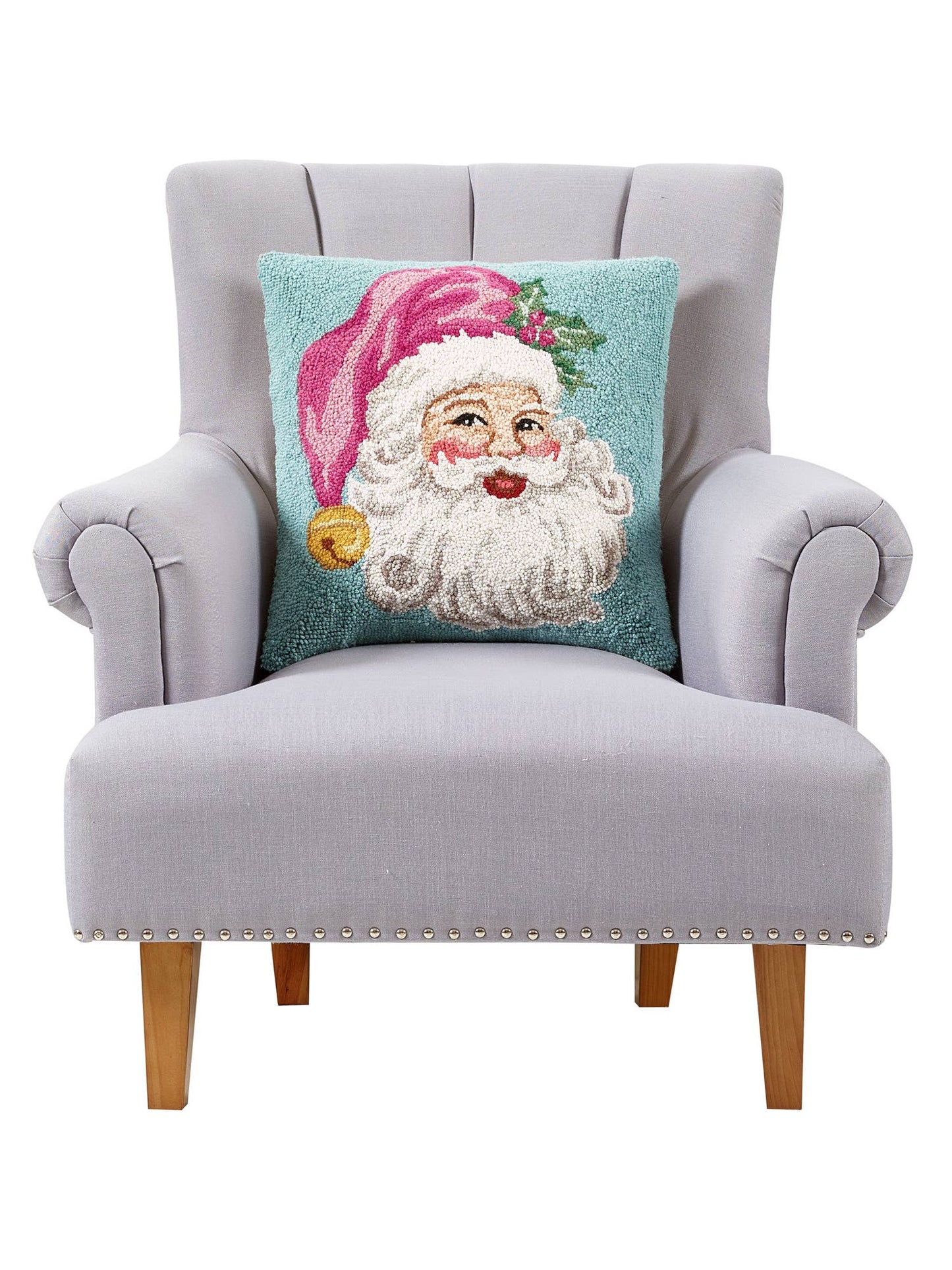 Peaking Handicraft Retro Pink Santa Hook Pillow