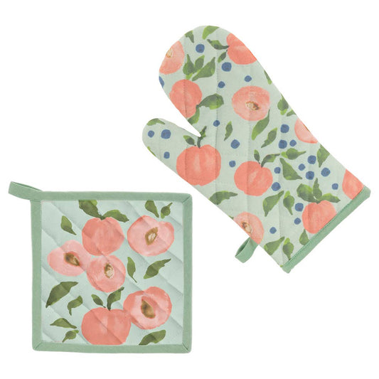Boston International Peaches Oven Mitt & Potholder Set of 2