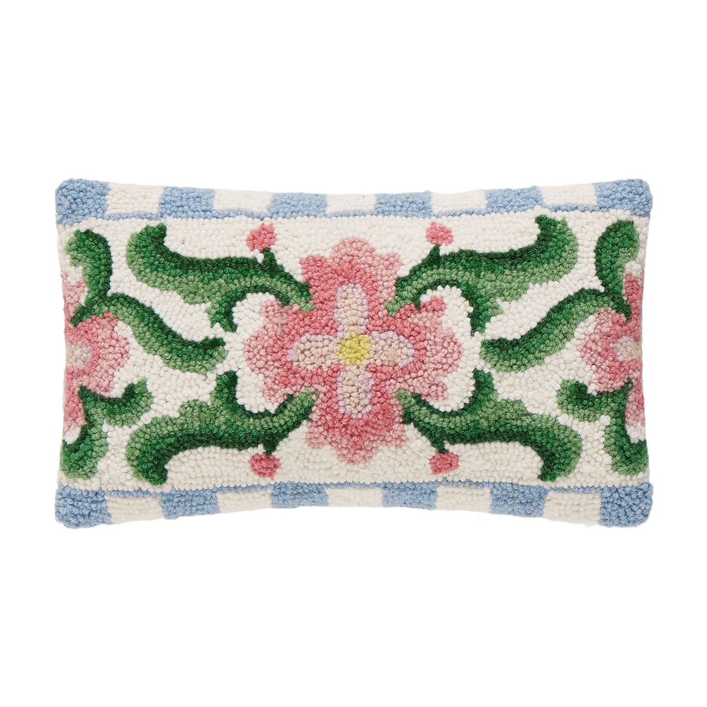 Peking Handicraft - Vintage Floral Tile Lumber Hook Pillow