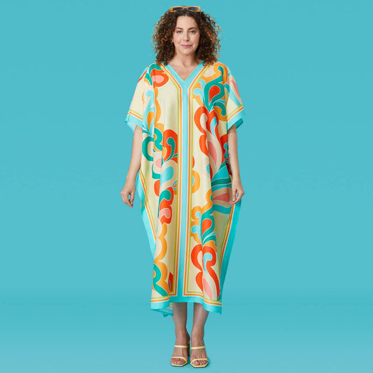 WerkShoppe Paisley Pop Caftan, Beach and Pool Coverup