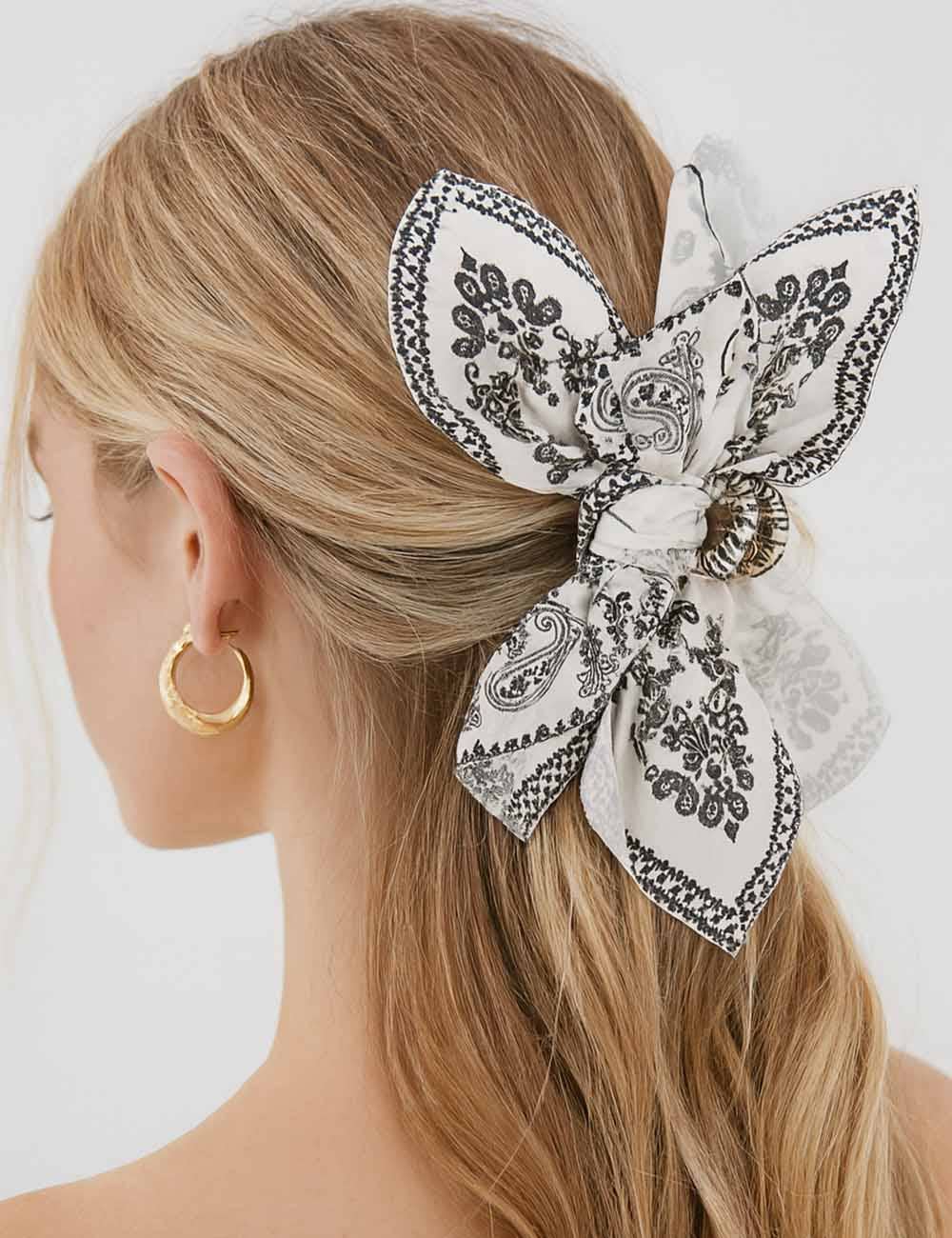Sweetkama Ladies Chic Paisley Floral Print Bow Knot Hair Clip