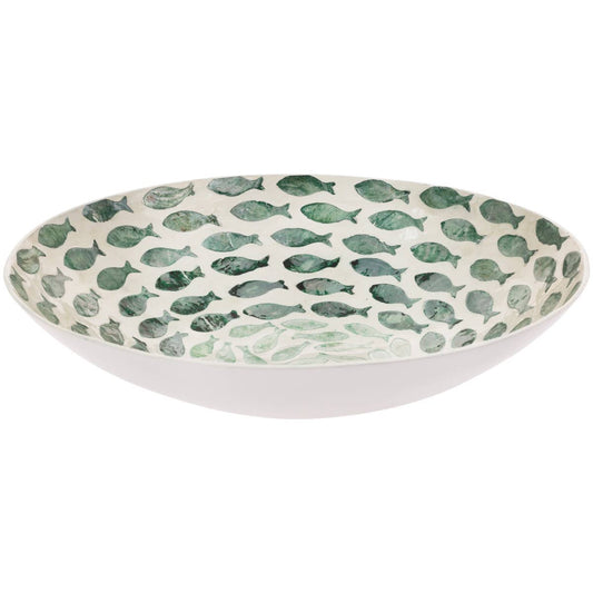 Boston International Mother Of Pearl Swirling Fish Bowl - 13"