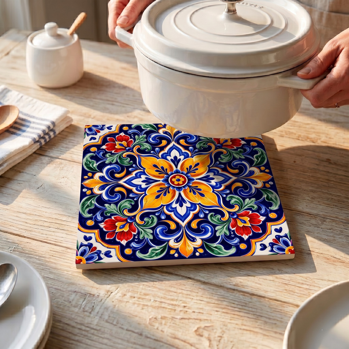 Highland Row Talavera Floral Ceramic Trivet
