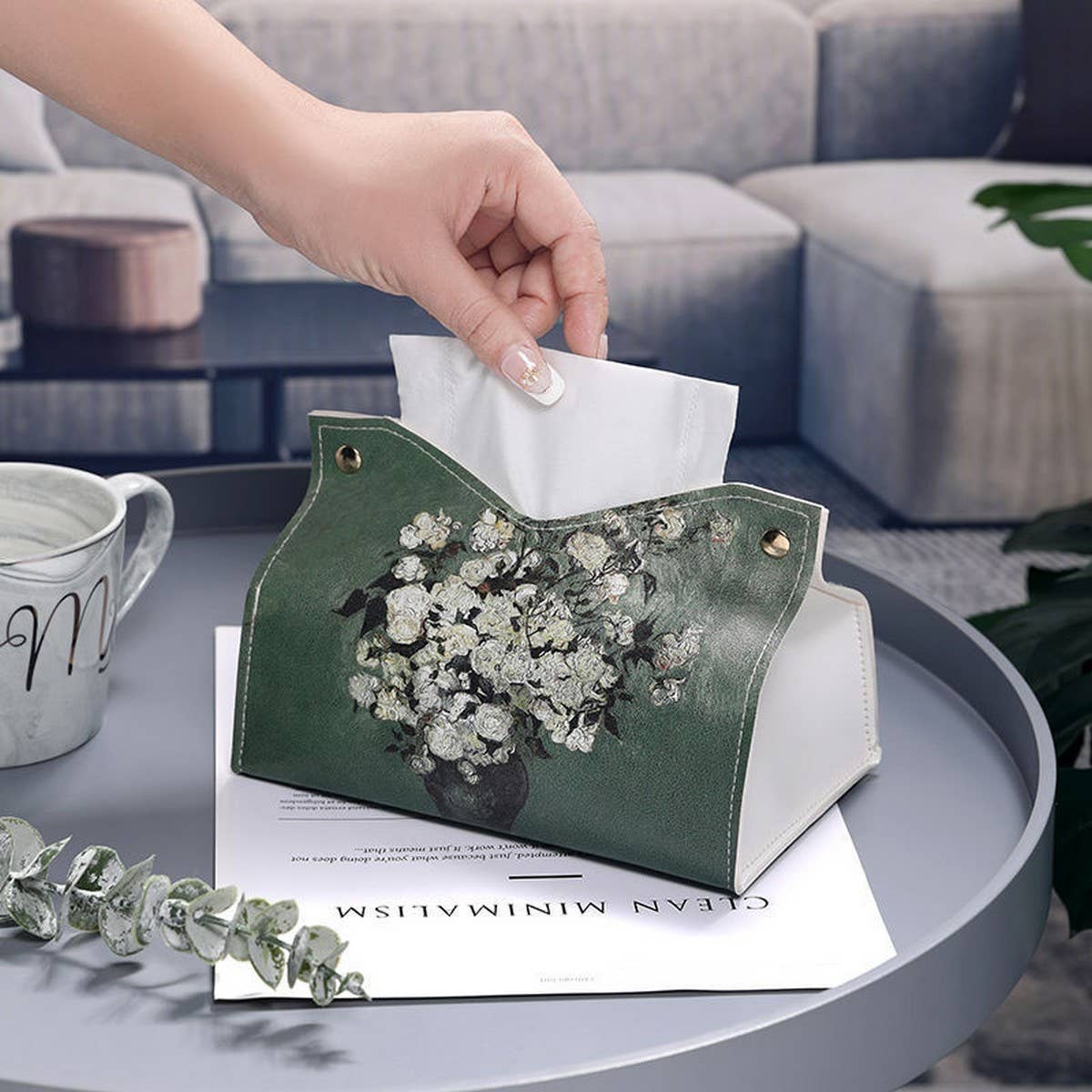 CANGLING GREEN LEATHER TISSUE BOX