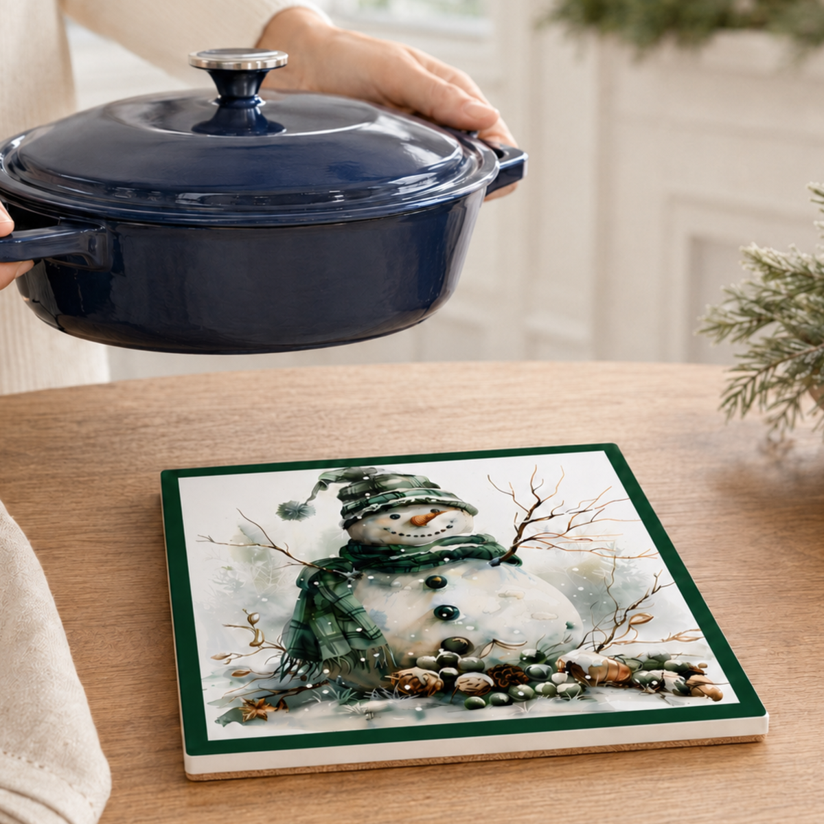 Highland Row Snowman Ceramic Trivet