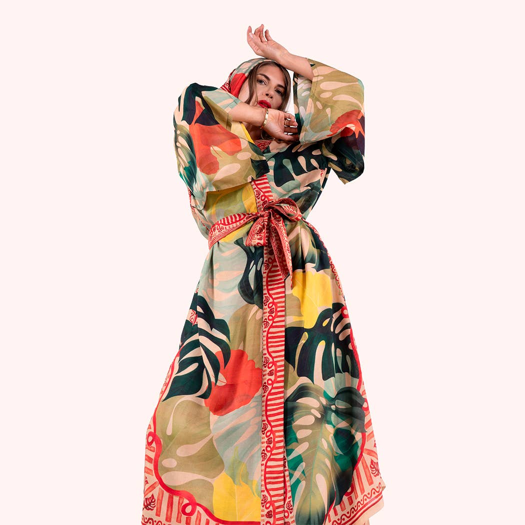 Kimono Gown - Exotic Leaves, by Powder Designs