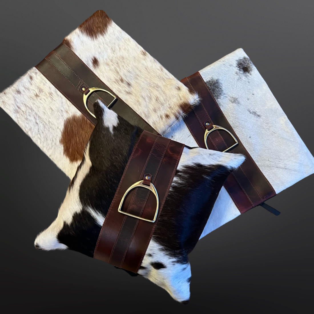 Equestrian English Stirrup Iron Cowhide Leather Pillow 