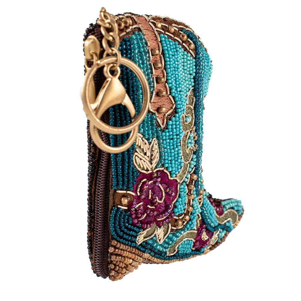 Mary Francees Kickin' Around Beaded Cowboy Boots Coin Purse/Key Fob