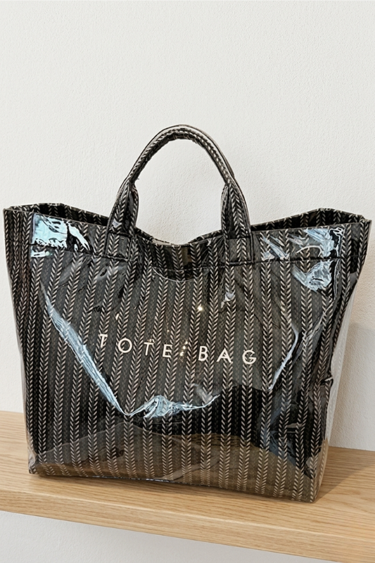 Black Chevron Vinyl TOTE BAG