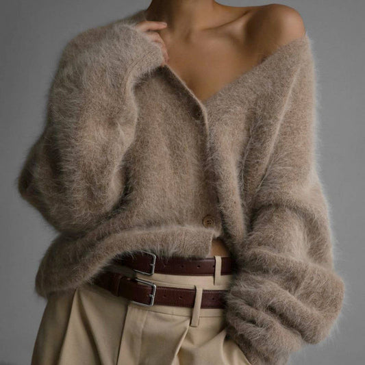 ACCITY Women's Cozy Faux Mink Cardigan Sweater