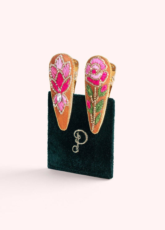 Jeweled Hair Clips - Summer Roses, by Powder Designs