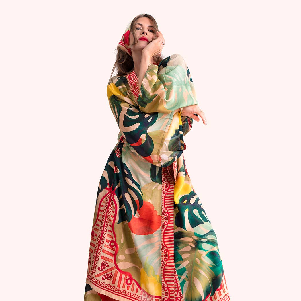 Kimono Gown - Exotic Leaves, by Powder Designs