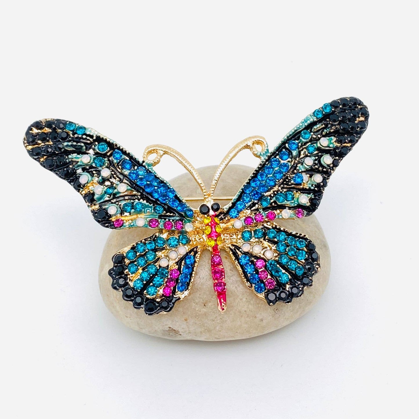 Mio Queena Colorful Rhinestone Enamel Butterfly Brooch