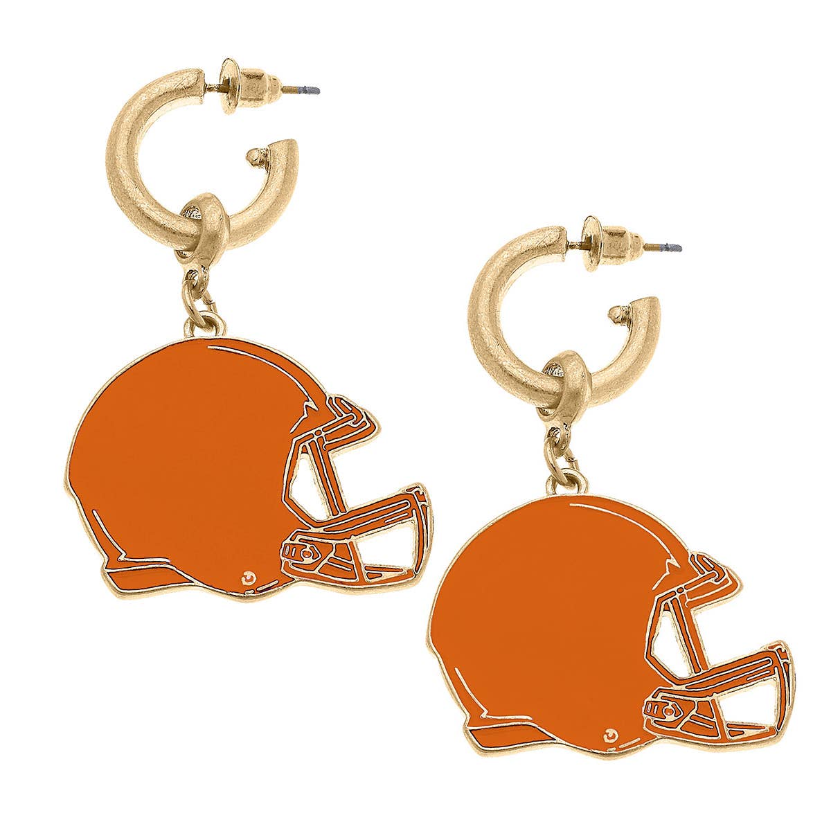 Canvas Style Game Day Football Helmet Enamel Earrings