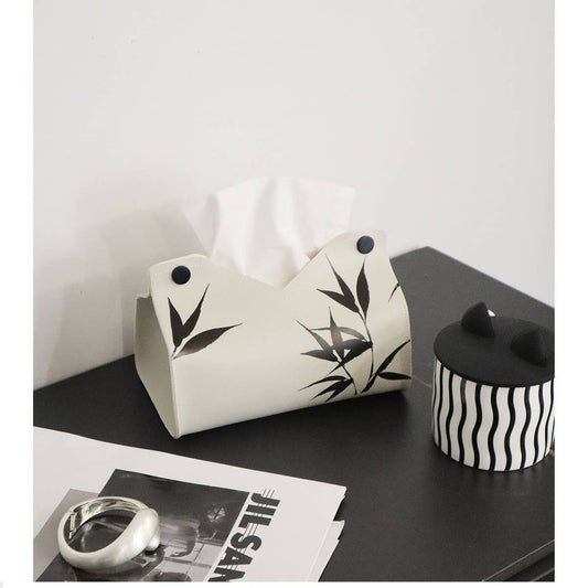 BAMBOO LEAF Leather Tissue Box