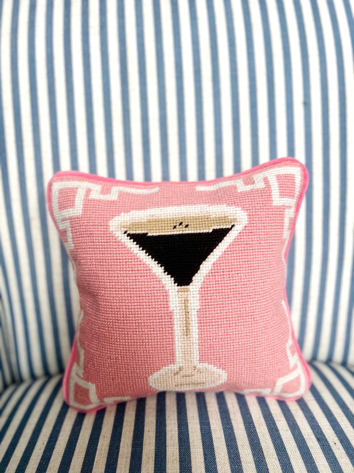 Southern Decorative Espresso Martini Needlepoint Pillow