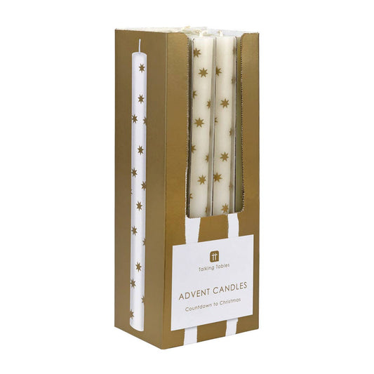 Talking Tables Gold Star Straight Dinner Candles | Christmas/Every Day Dining