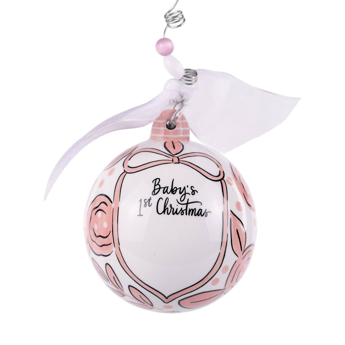 Glory Haus Pink Bow 1st Christmas Ornament