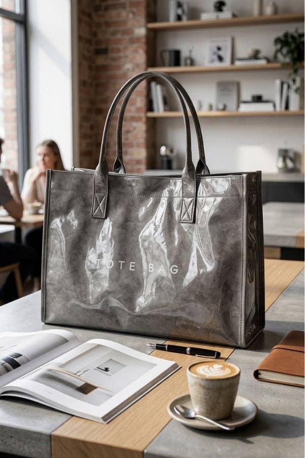 Nash Grey Gray Large Capacity Vinyl TOTE BAG
