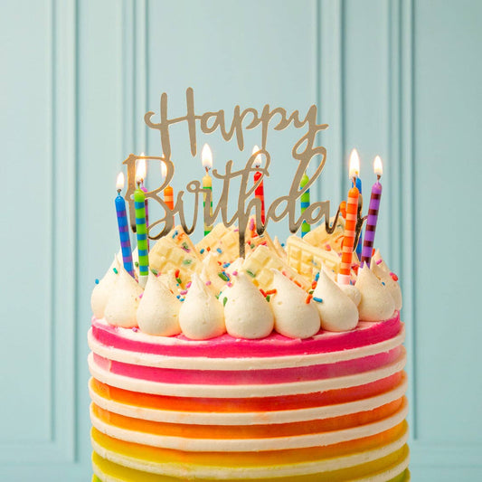 Talking Tables Striped Multicolor Candles - 24 Pack | Cake Candle |