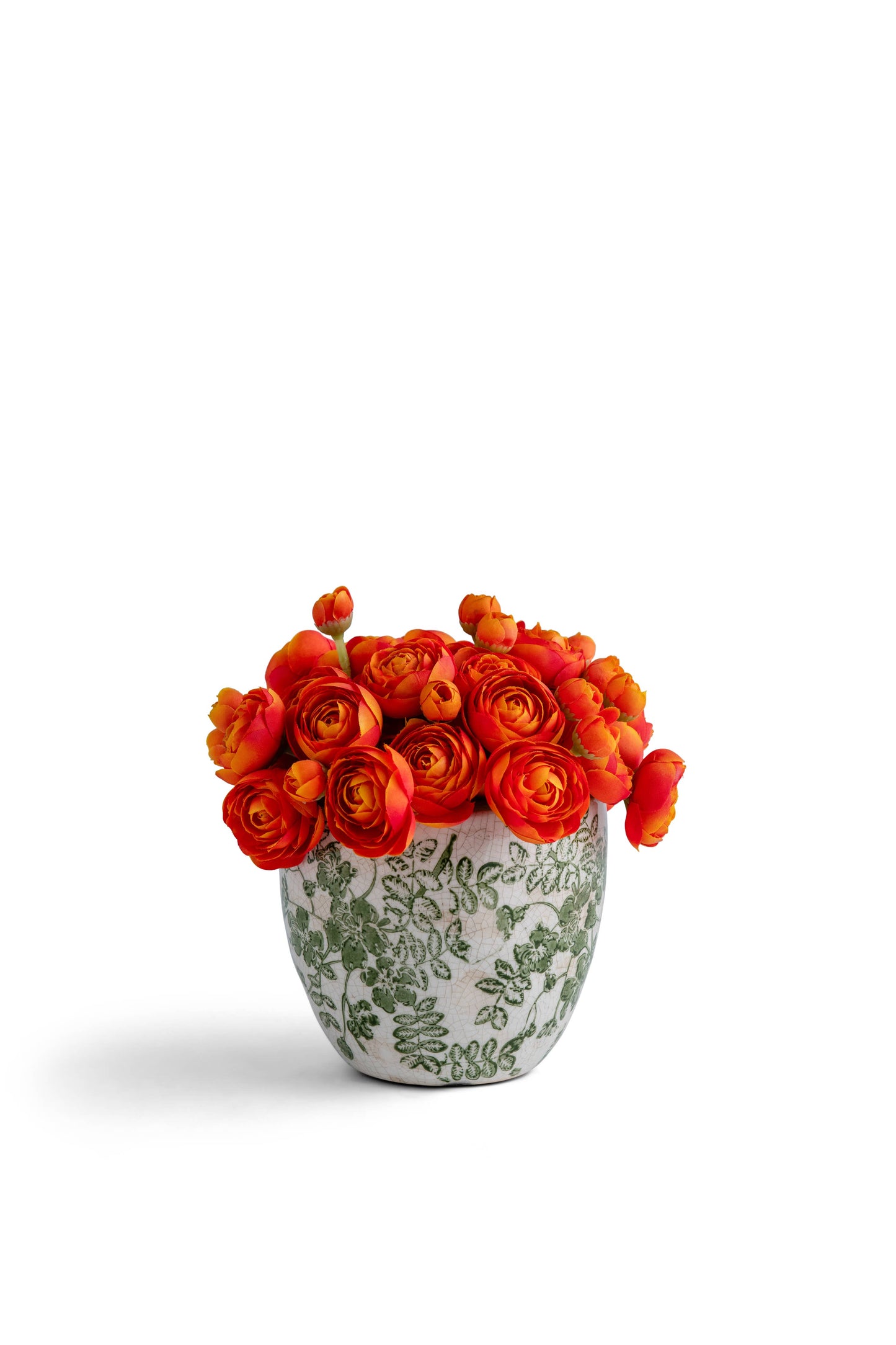 T&C Pave baby Ranunculus in Green and White ceramic