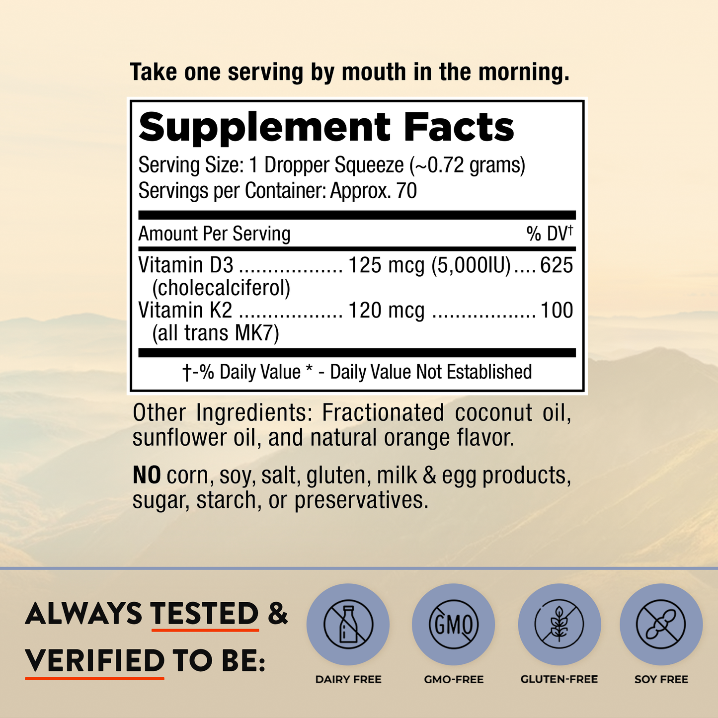 Mt. Angel Vitamins' Everyday Liquid Sunshine D3+K2 - 2 fl oz