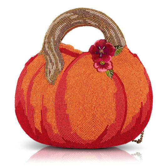Harvest Garden Pumpkin and Floral Top Handle Bag
