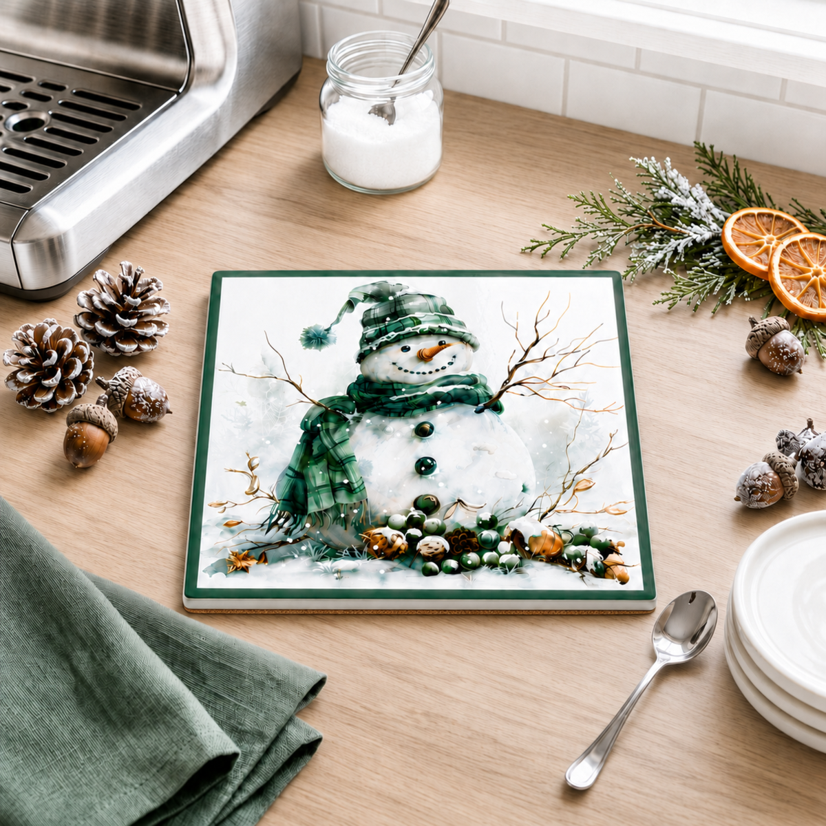 Highland Row Snowman Ceramic Trivet