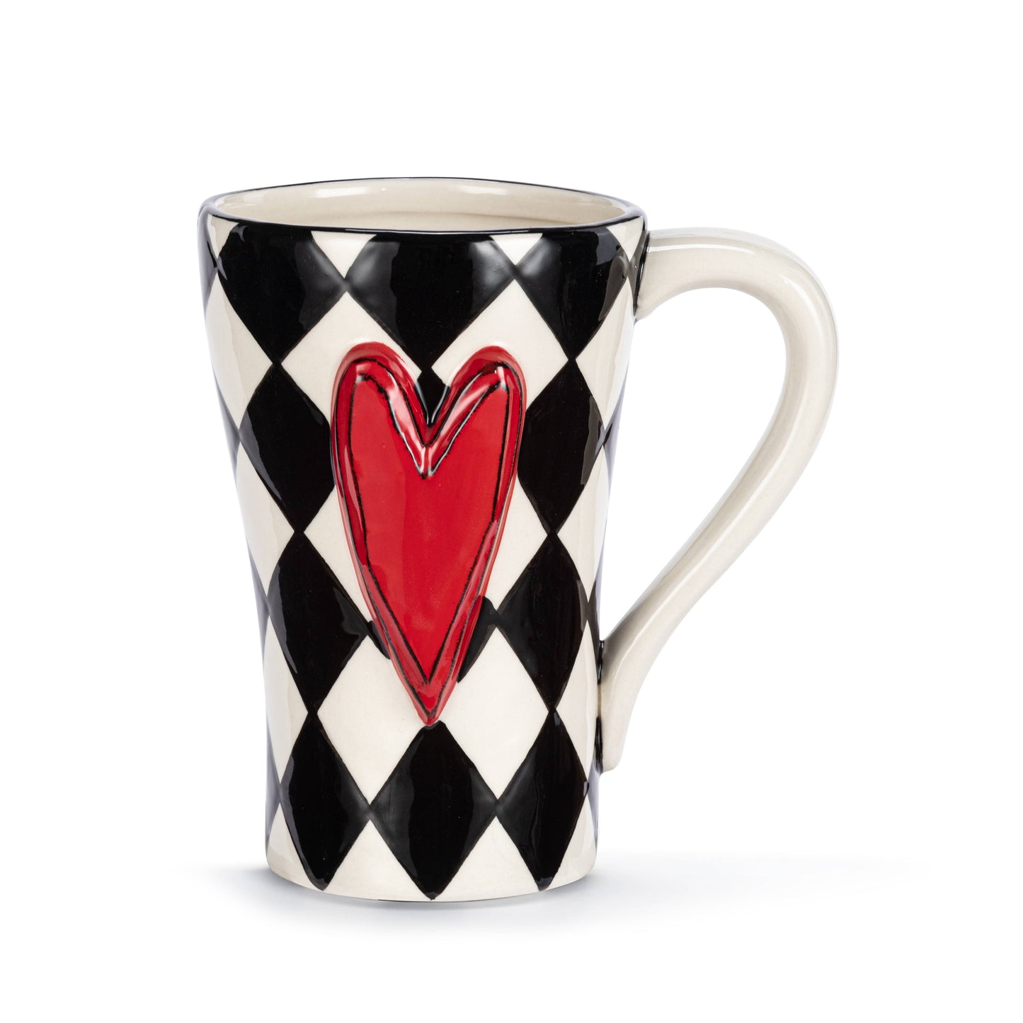 Demdaco's Diamond Checker Red Heart Mug - 15oz