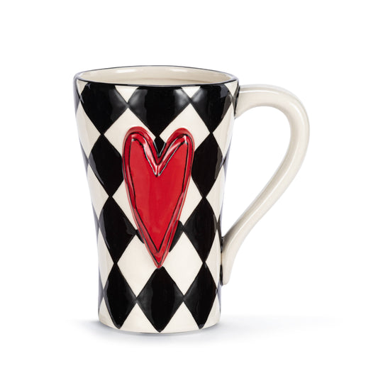 Demdaco's Diamond Checker Red Heart Mug - 15oz