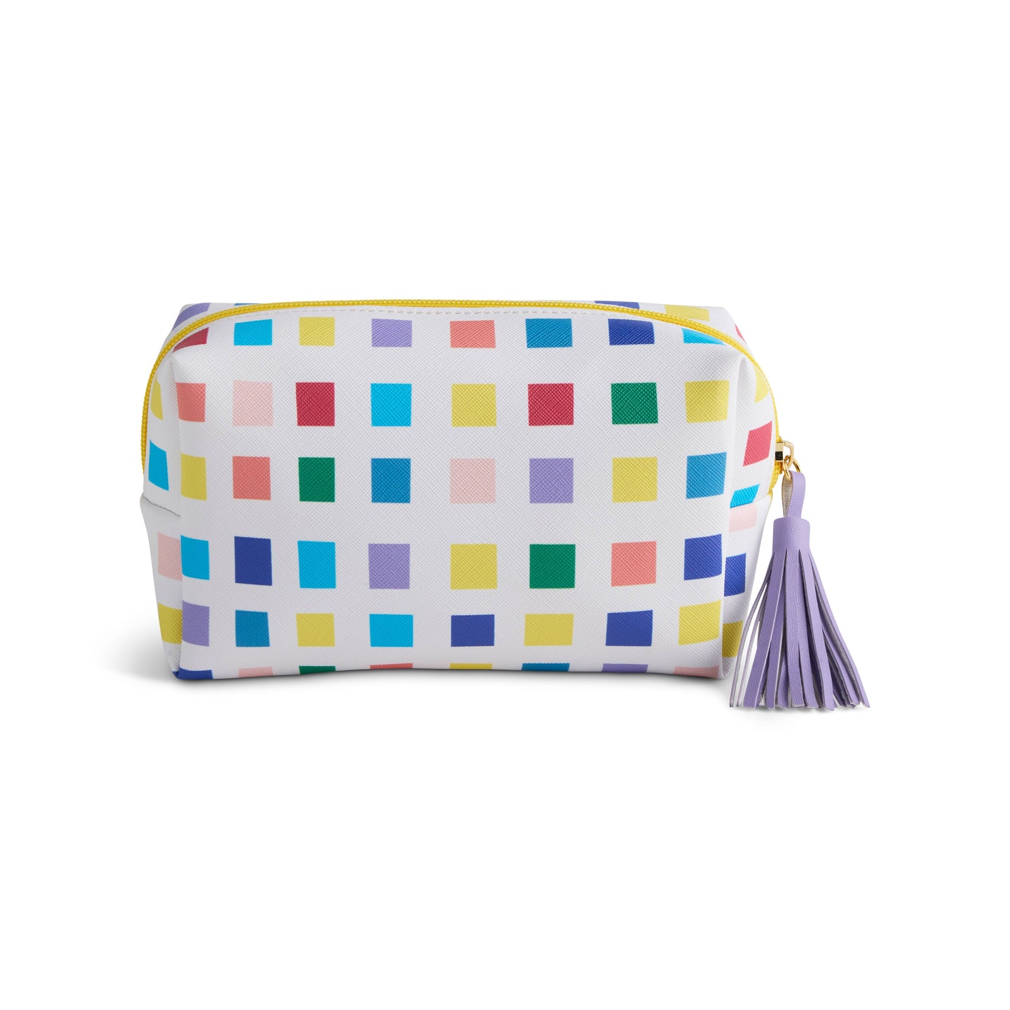Playful Check Quilted  Zip Pouch - 7x 2.5x 4.5in