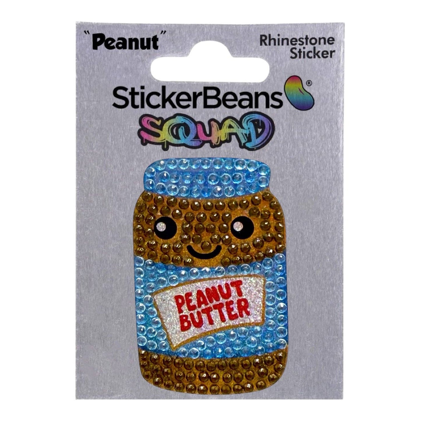 StickerBeans Peanut Butter Jar Rhinestone Sticker 2" Cut to Shape
