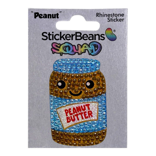 StickerBeans Peanut Butter Jar Rhinestone Sticker 2" Cut to Shape