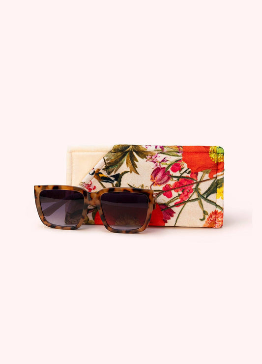 Velvet Sunglasses Pouch - Fine Flora, Cream, by Powder Designs