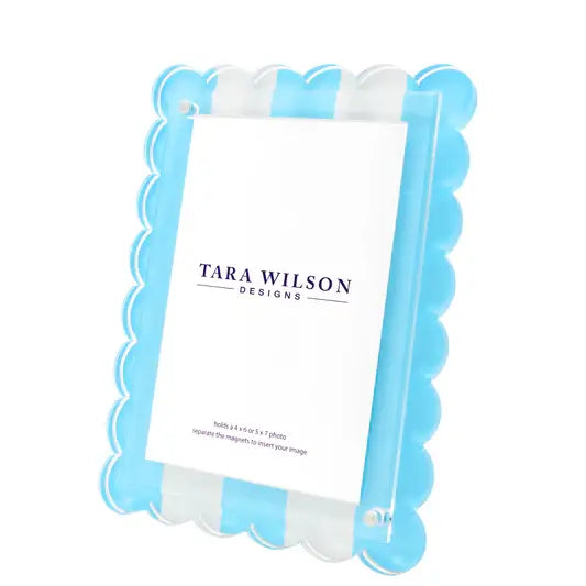 Tara Wilson SCALLOP FRAME - PASTEL BLUE & WHITE