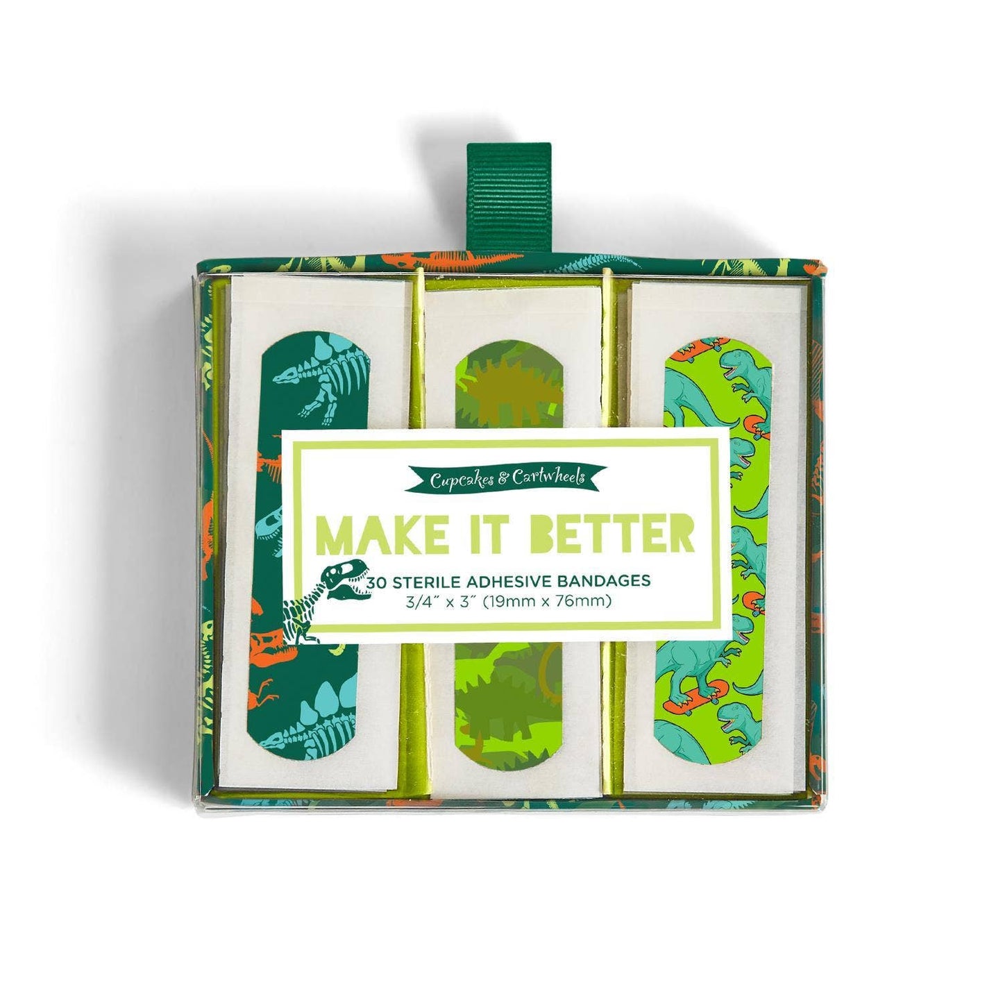 Cupcakes & Cartwheels 30 Pc Dinosaur Bandages in Gift Box Asst 3 Designs
