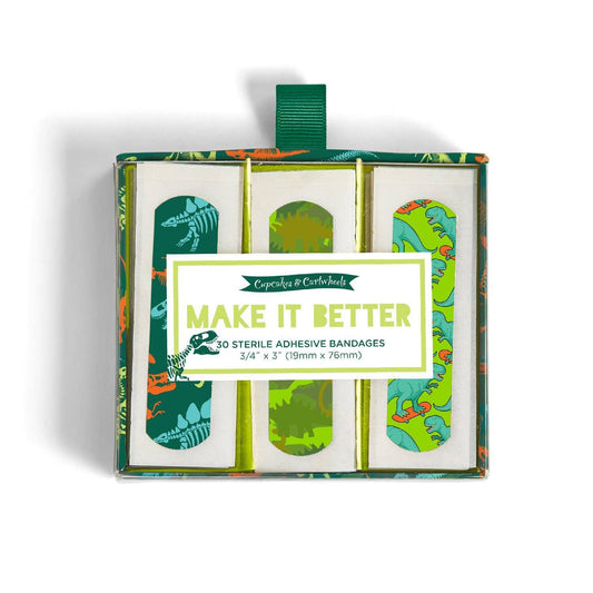 Cupcakes & Cartwheels 30 Pc Dinosaur Bandages in Gift Box Asst 3 Designs