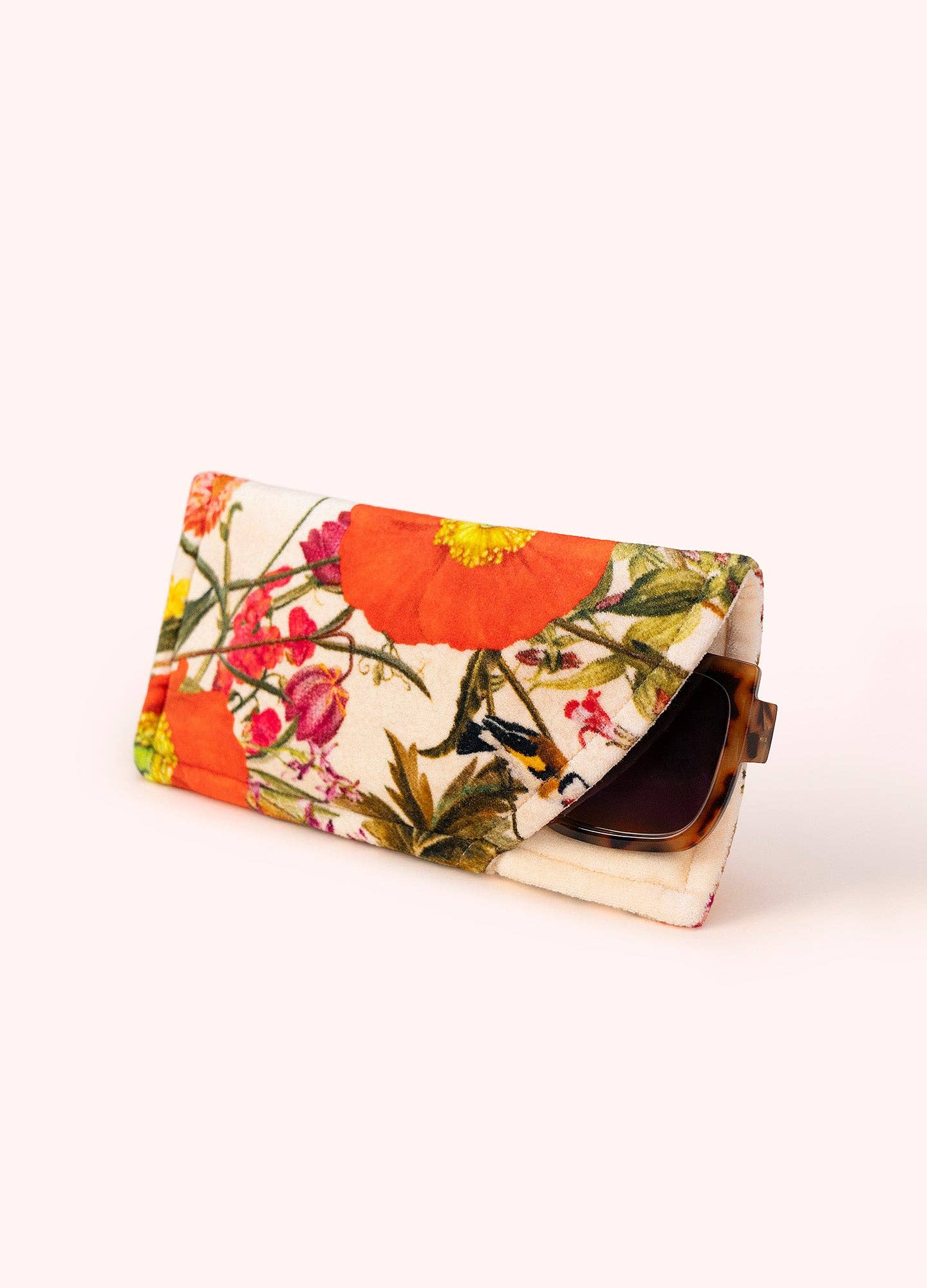 Velvet Sunglasses Pouch - Fine Flora, Cream, by Powder Designs