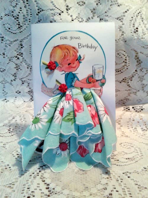 Little Lady Birthday Keepsake Hanky Card