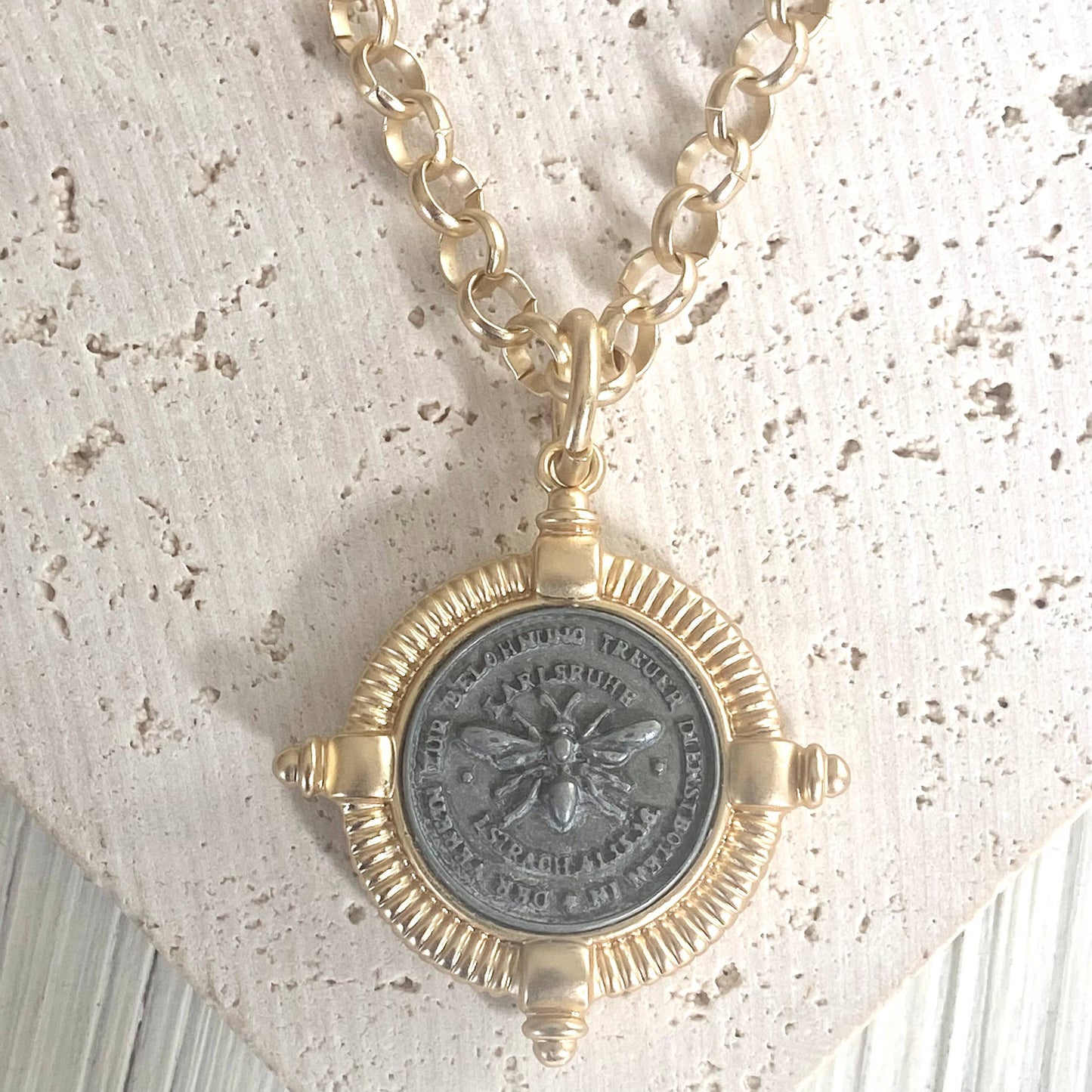 VB & Co. Bee Coin Necklace Matte