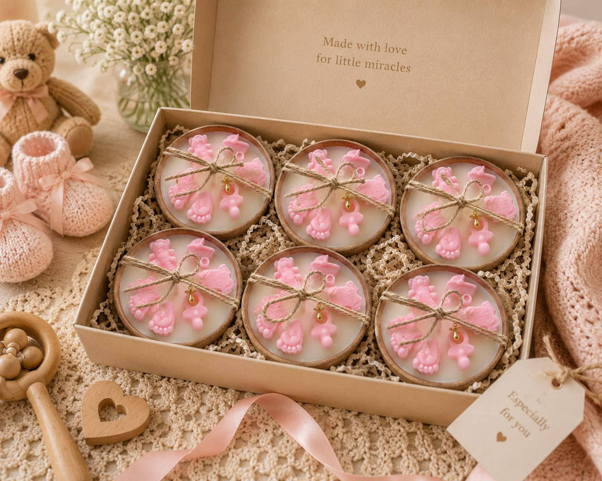 Held in Light Baby Girl Gift Candle in Wooden Bowl – Handmade Soy Candle