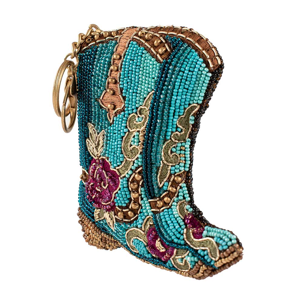 Mary Francees Kickin' Around Beaded Cowboy Boots Coin Purse/Key Fob