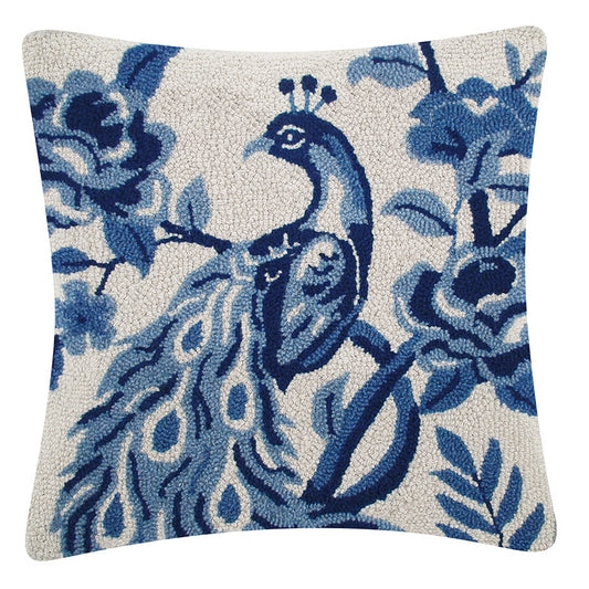 Peking Handicraft Chinoiserie Peacock Hook Pillow