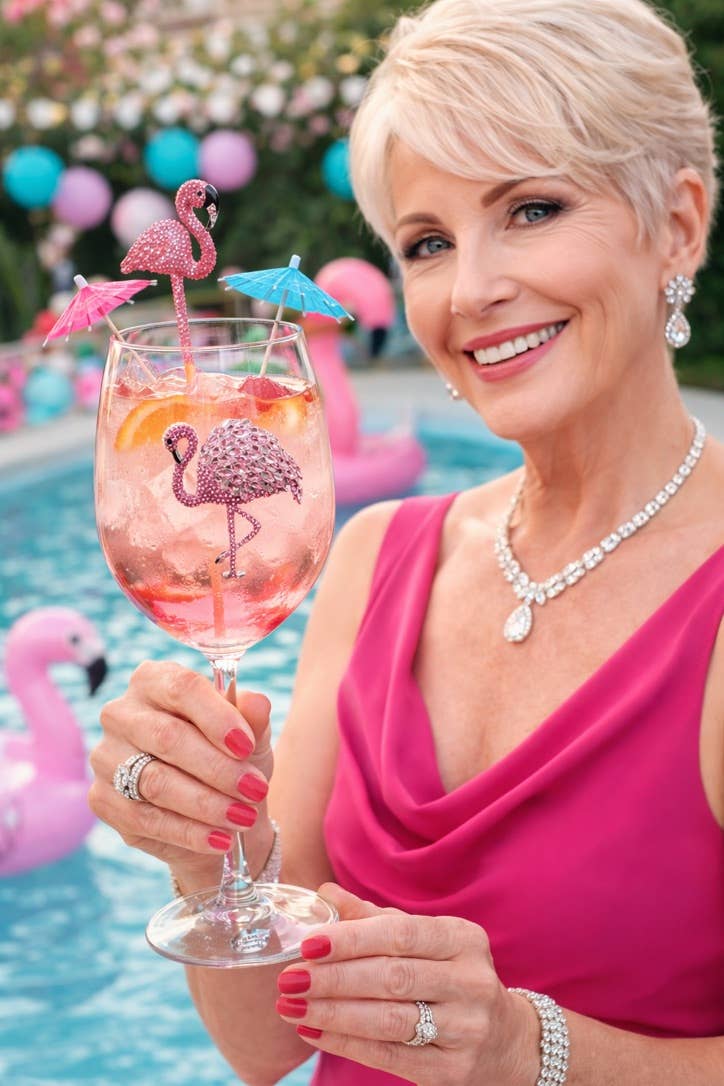 Queens' Jewels Flamingo Jeweled Stemmed Wine Glass