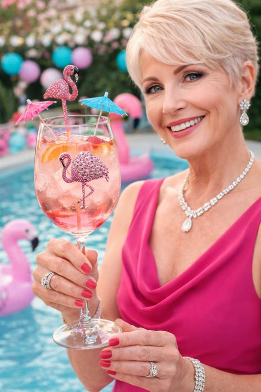 Queens' Jewels Flamingo Jeweled Stemmed Wine Glass