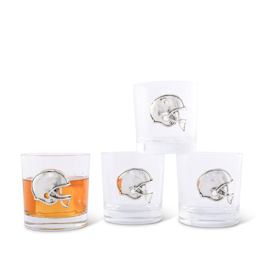 Arthur Court Football Helmet Bar Glasses Set of 4