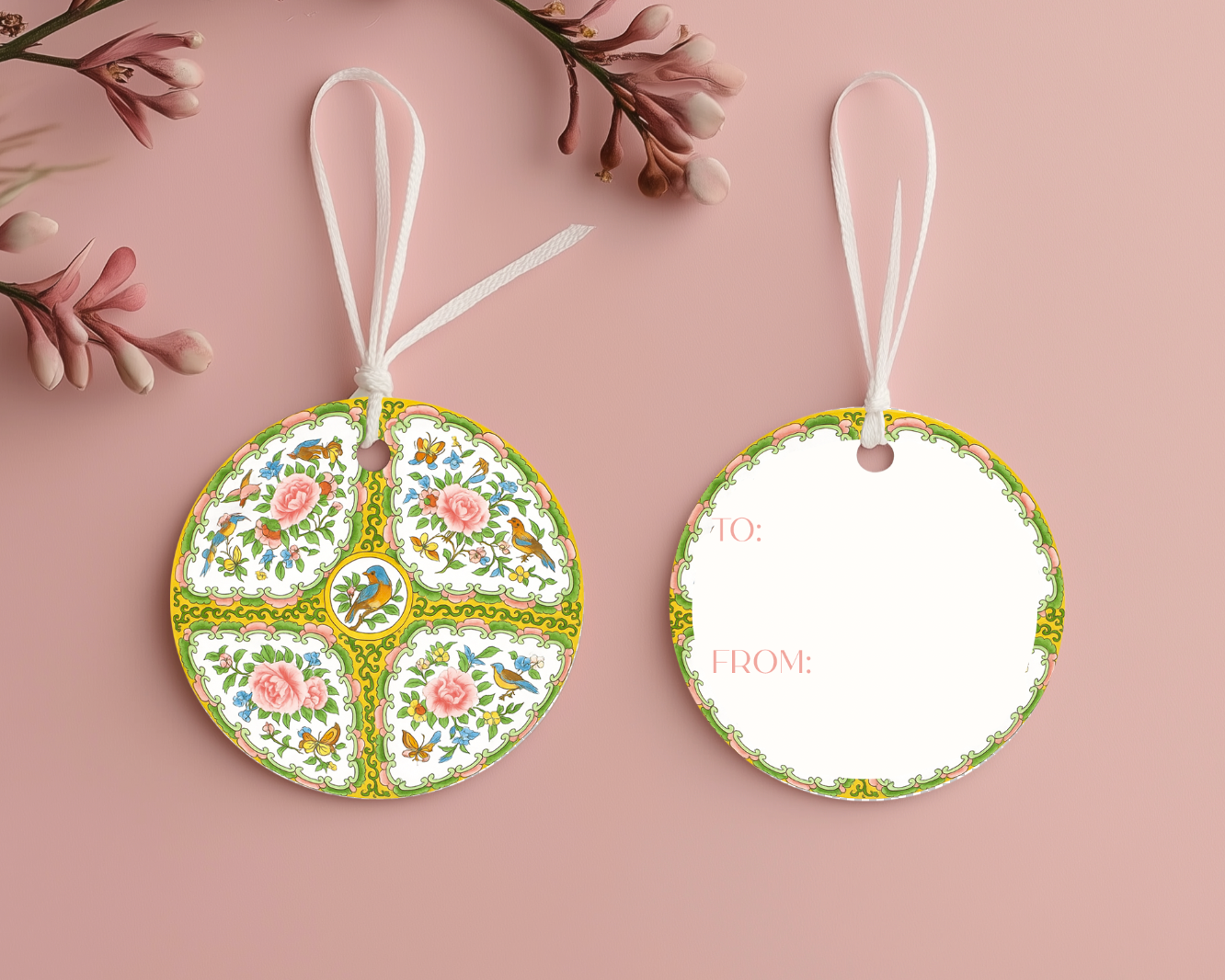 Design Carolinas Antique Rose Medallion Round Gift Tag (Set/Individual)