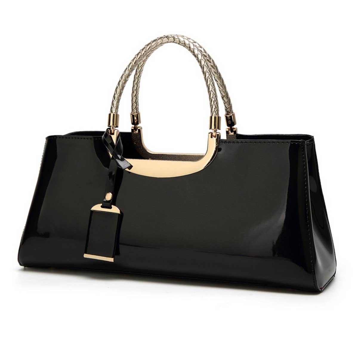 High-Gloss Patent Leather Evening Tote Bag