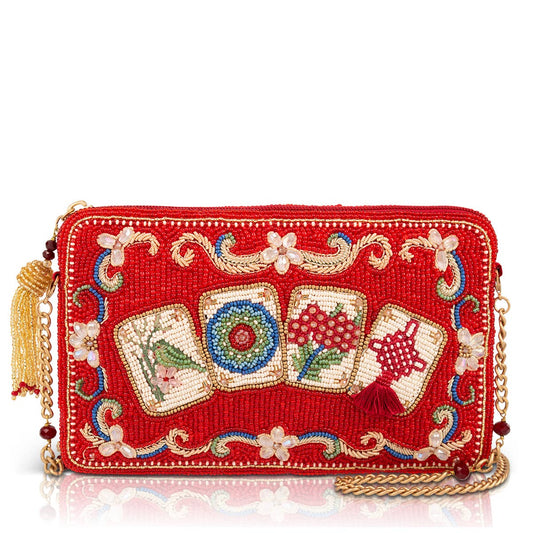 Mahjong Mood Red Tile Game Crossbody Handbag